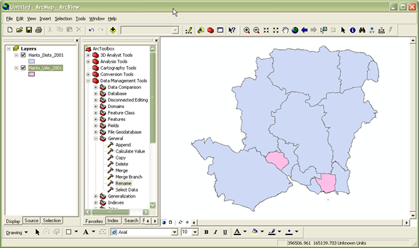 Unitary authority and local authority district boundaries mapped together but still as two separate shapefiles